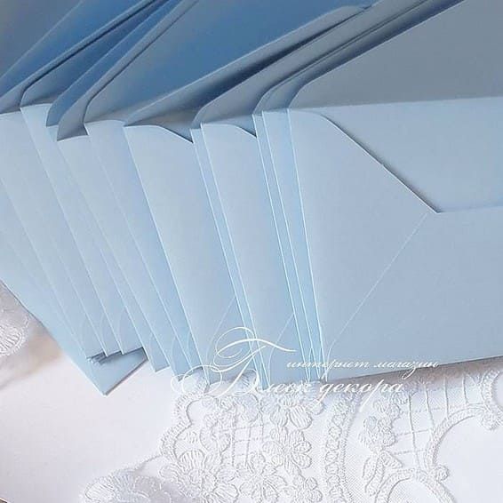 Конверт свадебный голубая пастель