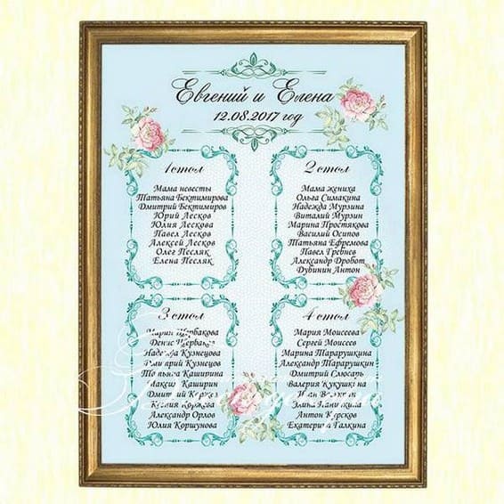 План рассадки гостей № 535 в электронном виде