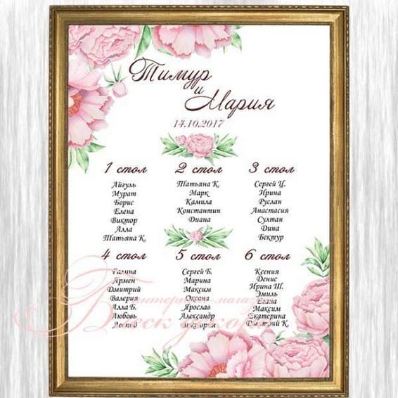 План рассадки гостей № 540 в электронном виде