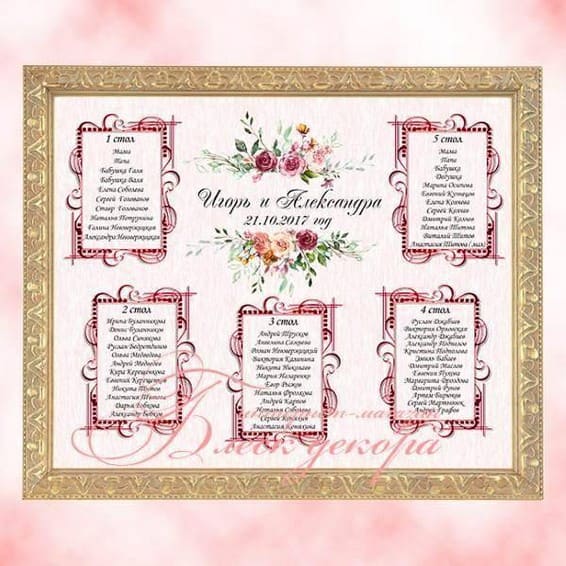 План рассадки гостей № 542 в электронном виде