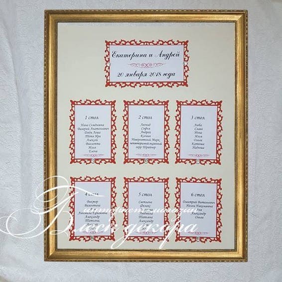 План рассадки гостей № 544 в электронном виде