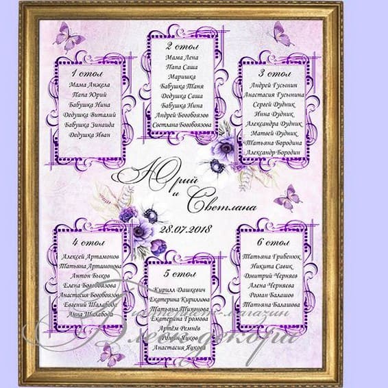 План рассадки гостей № 548 в электронном виде