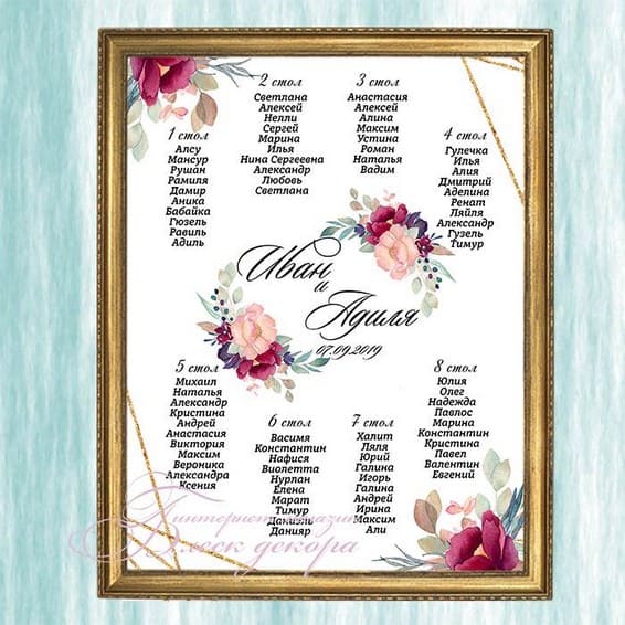 План рассадки гостей № 557 в электронном виде