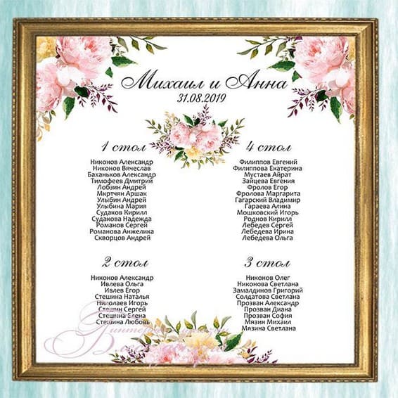 План рассадки гостей № 558 в электронном виде