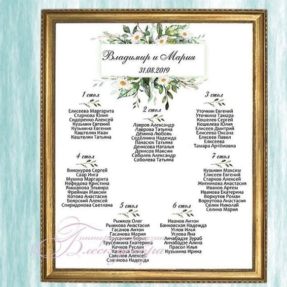 План рассадки гостей № 560 в электронном виде