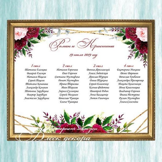 План рассадки гостей № 563 в электронном виде