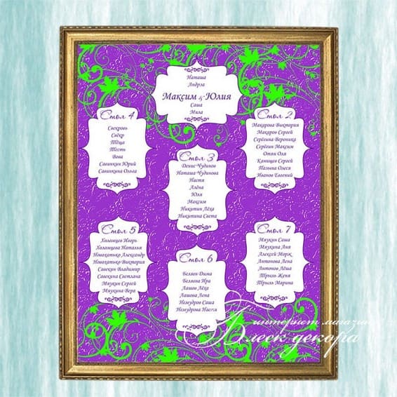 План рассадки гостей № 338 в электронном виде