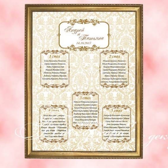 План рассадки гостей № 340 в электронном виде