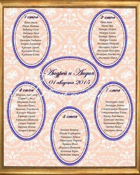 План рассадки гостей № 341 в электронном виде