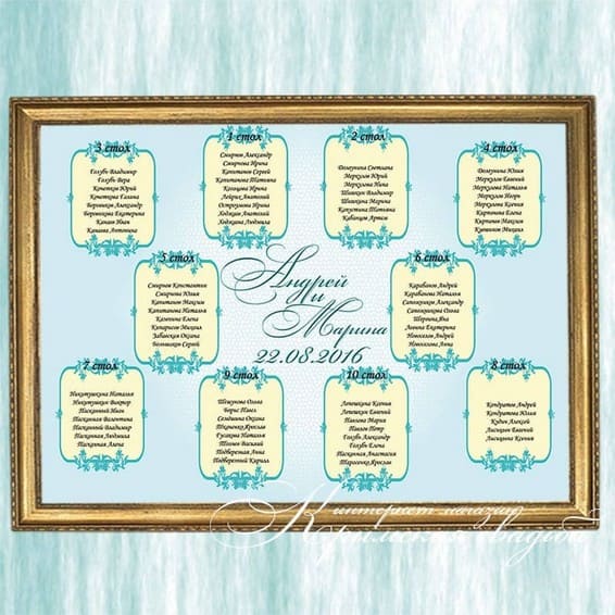 План рассадки гостей № 345 в электронном виде