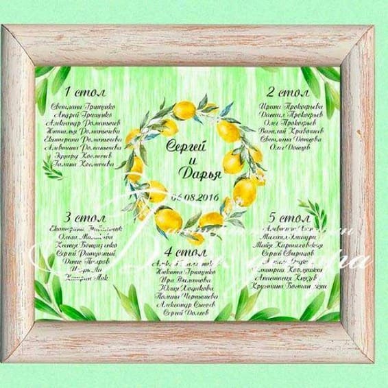 План рассадки гостей № 349 в электронном виде