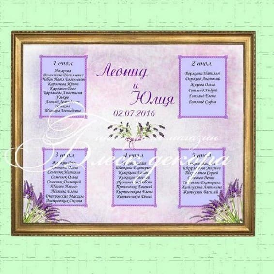 План рассадки гостей № 351 в электронном виде