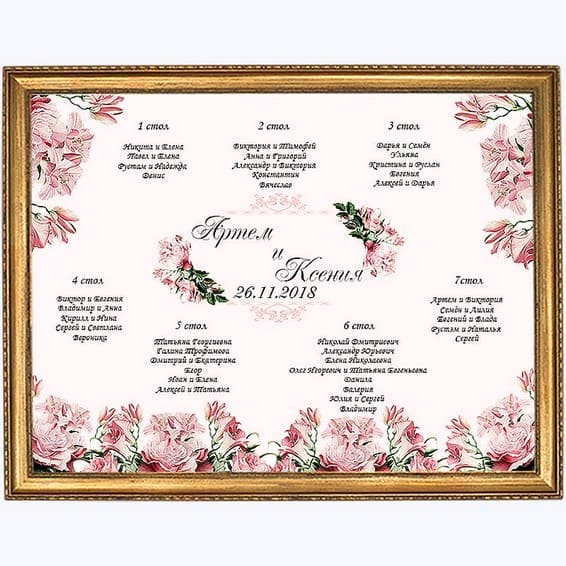 План рассадки гостей № 368 в электронном виде