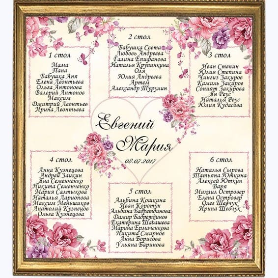 План рассадки гостей № 371 в электронном виде