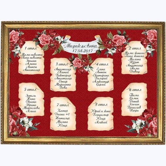 План рассадки гостей № 372 в электронном виде