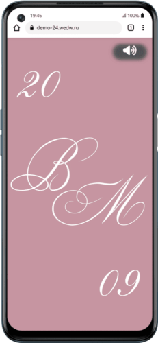 Пригласительный свадебный сайт № 24-D на экране смартфона