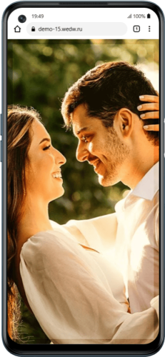 Пригласительный свадебный сайт № 15-D на экране смартфона