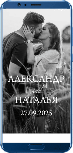 Пригласительный свадебный сайт № 14-D на экране смартфона