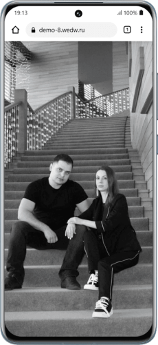 Пригласительный свадебный сайт № 08-D на экране смартфона